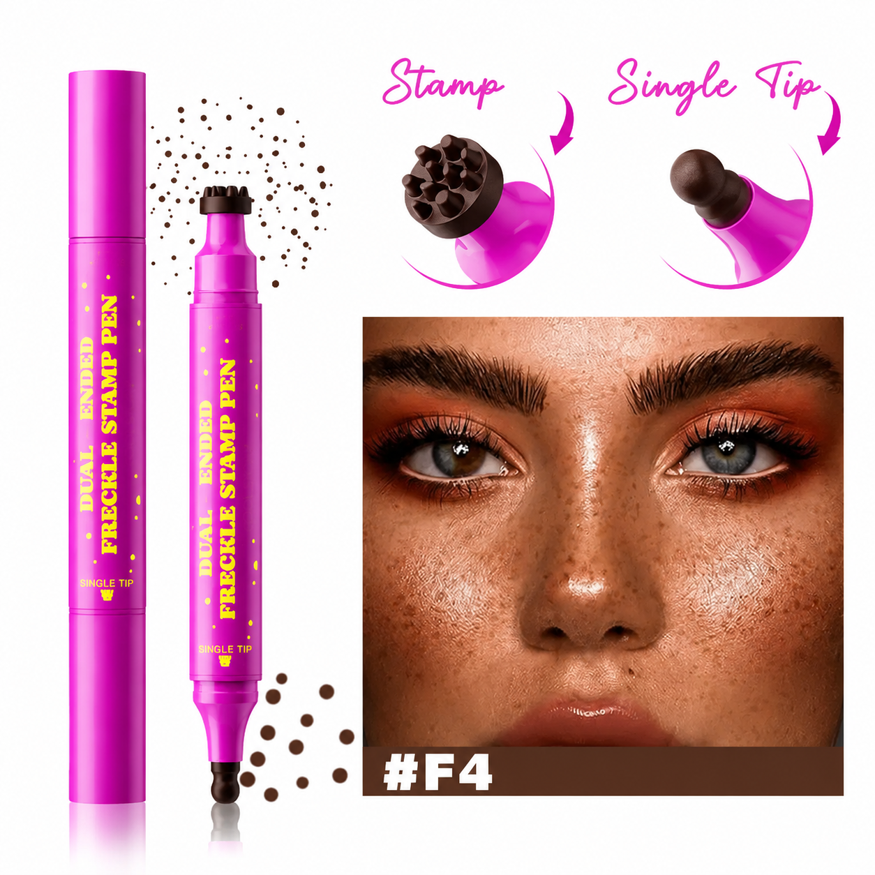 Waterproof • Sweatproof • 4 Natural Shades • Instant freckles that look real, last all day.