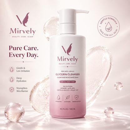 Experience 24-hour moisture, say goodbye to tightness after cleansing - Mirvely "50% Glycerin Facial Cleanser"
