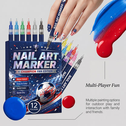 12 vibrant fan-edition nail art pens. Fast-drying — no UV lamp needed.
