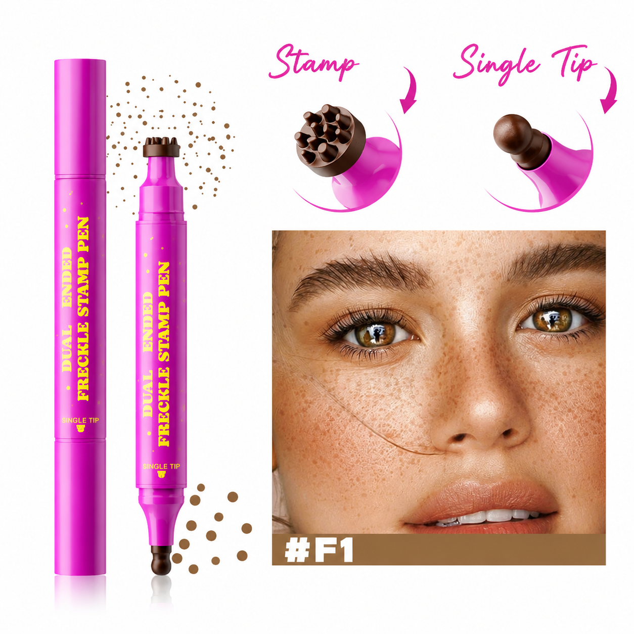 Waterproof • Sweatproof • 4 Natural Shades • Instant freckles that look real, last all day.