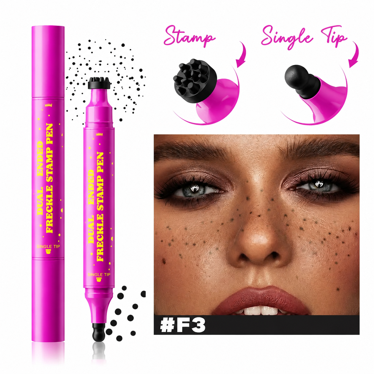 Waterproof • Sweatproof • 4 Natural Shades • Instant freckles that look real, last all day.