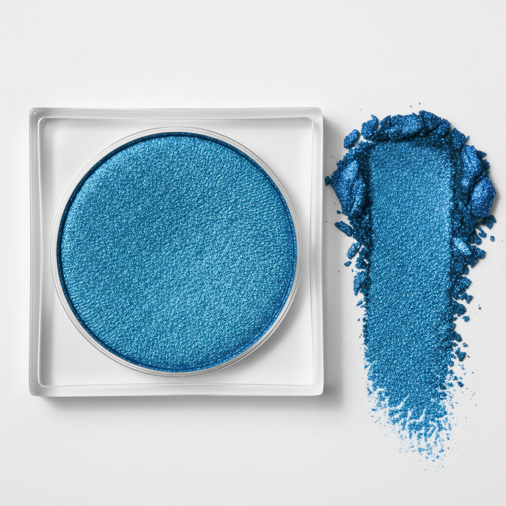 Variant 1 – Emerald Green metallic shimmer single eyeshadow pan with swatch