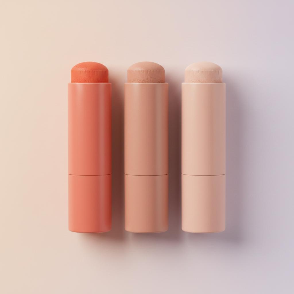 All three blush sticks flat lay top view