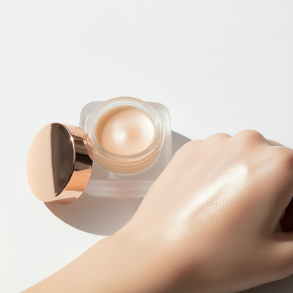 Variant 1 – Pearl Pink cream highlighter pot with hand swatch
