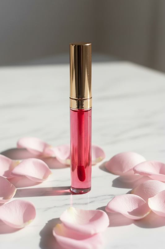 Variant 1 – Sheer Baby Pink clear glass lip gloss with gold cap