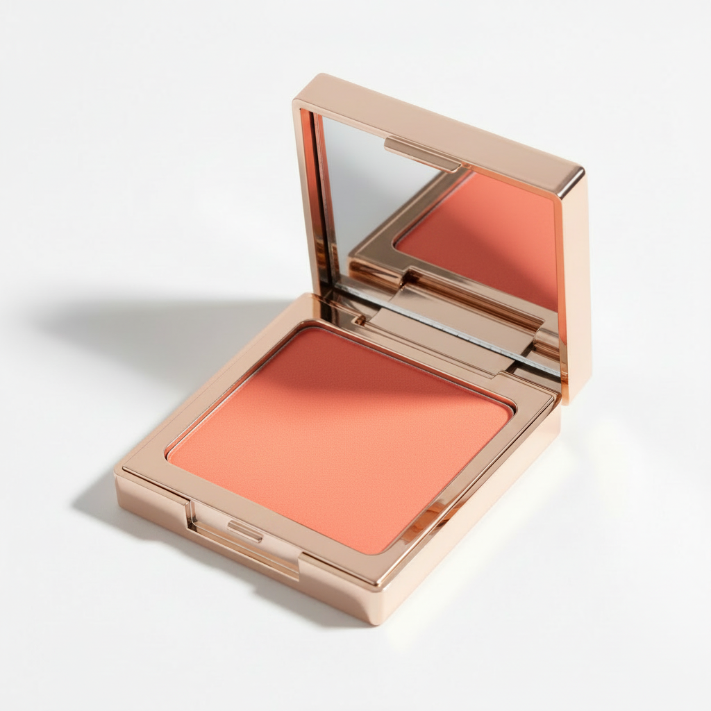 Variant 2 – Peach Coral powder blush in rose gold compact